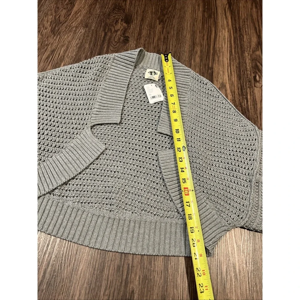 Free People Cardigan Sweater Womens Crochet Crop Size XS Steel Grey Italy Made